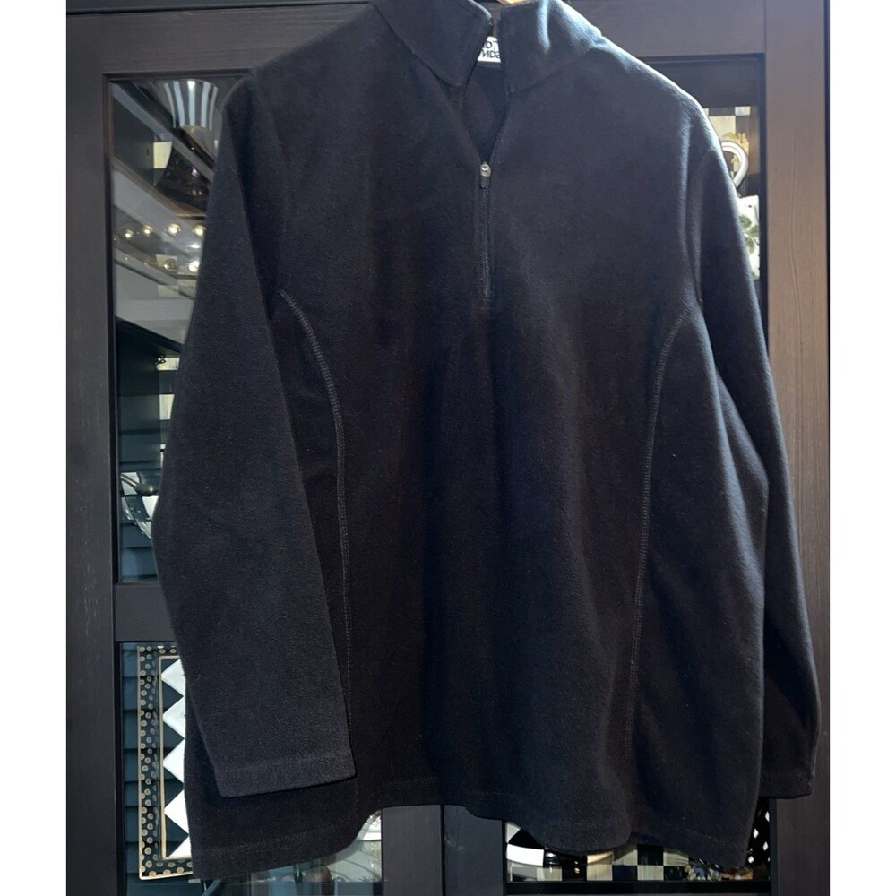 Lands End Size 1X Black 1/4 Zip Fleece Pullover EUC Coat Jacket